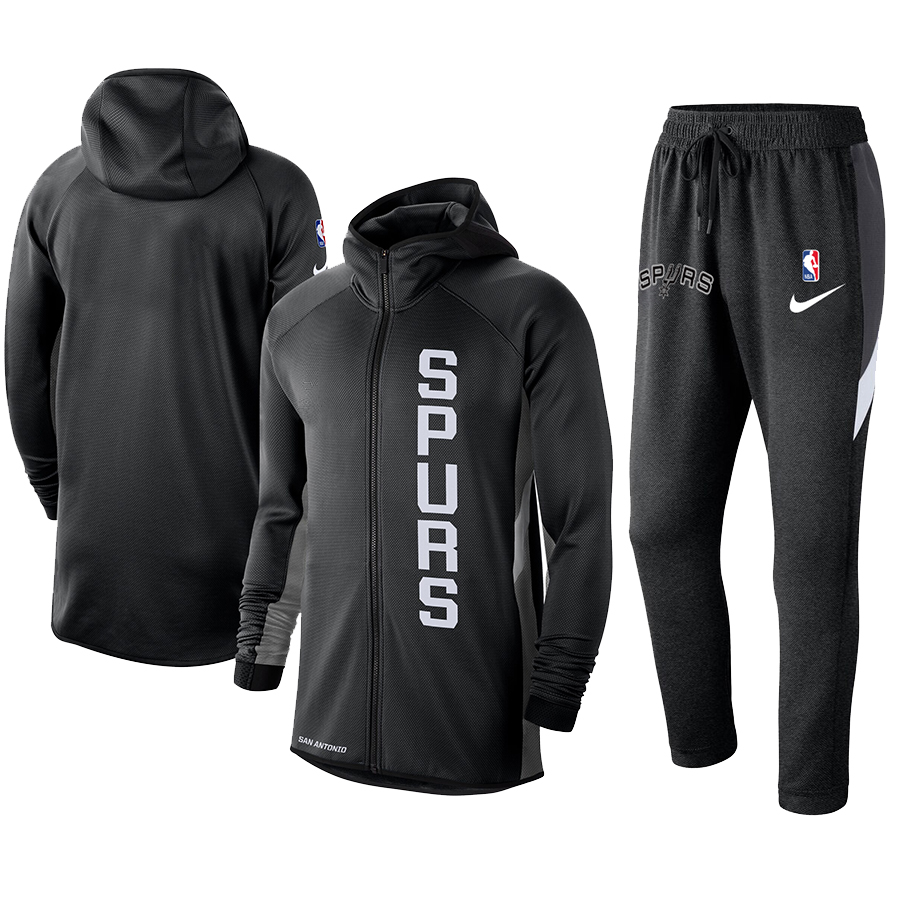 Men's Black San Antonio Spurs Warmup Hoodiesuit